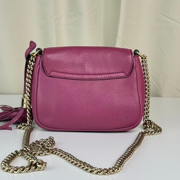 Gucci GG Logo Pink Soho Chain Shoulder Bag Crossbody with Tassel Detailing - Picture 2 of 10